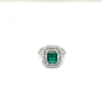 1.60CT Emerald And Diamond Ring 14k White Gold