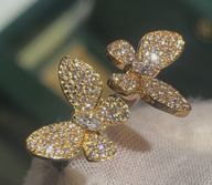 18k Tri-Color Diamond Butterfly Ring