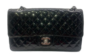 Chanel Secret Label Quilted Black Patent Leather Flap Bag