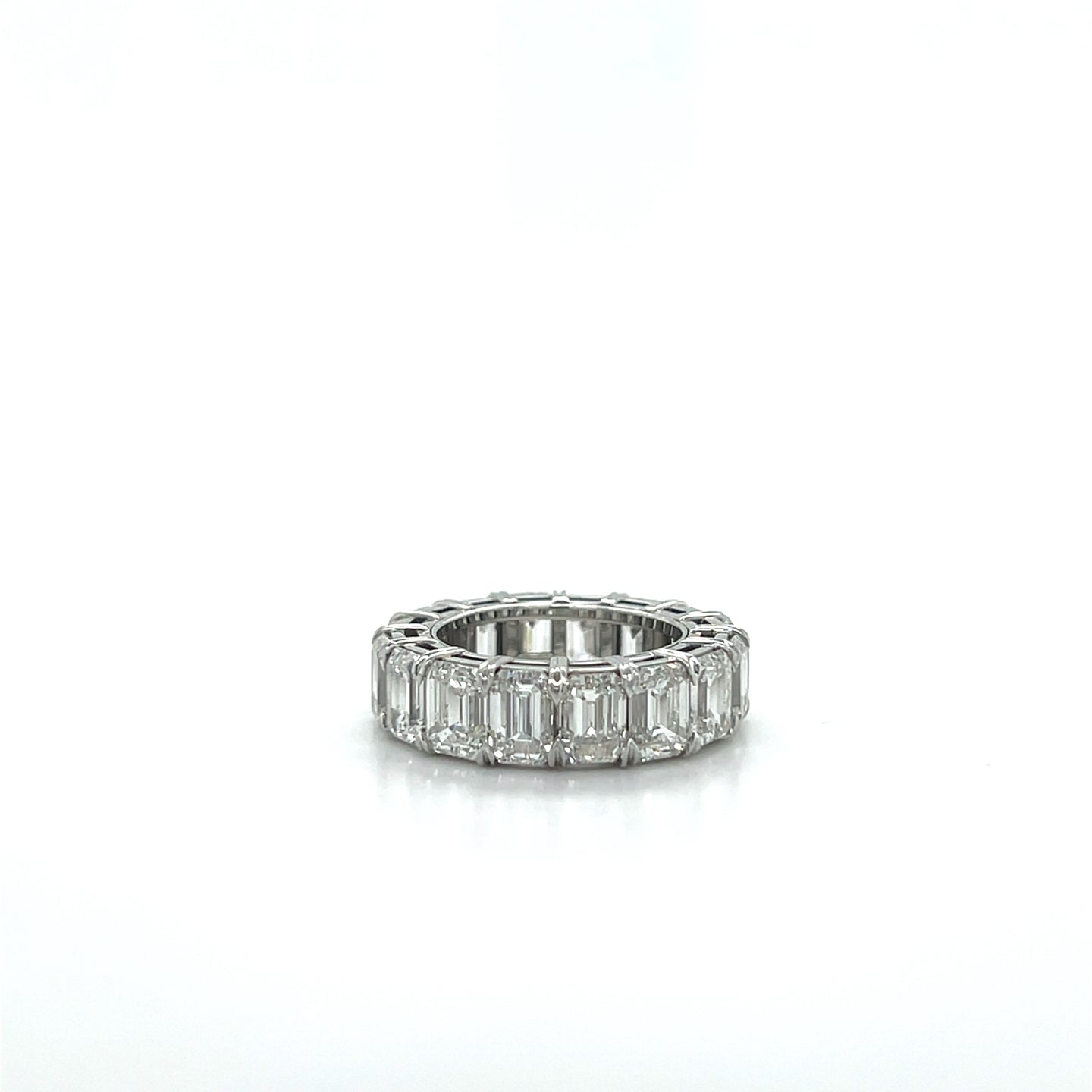 Platinum 11.88ctw Emerald Cut Diamond Eternity Ring