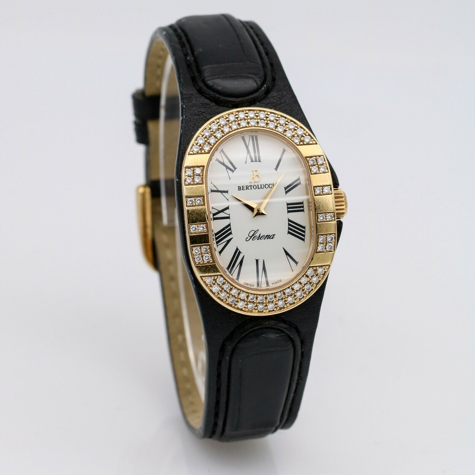 Bertolucci Serena 18k Yellow Gold Watch with Diamond Bezel With Box & Papers