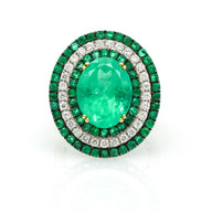 Emerald Diamond Oval Statement Ring in 18k White Gold ( 12.00 ct tw )