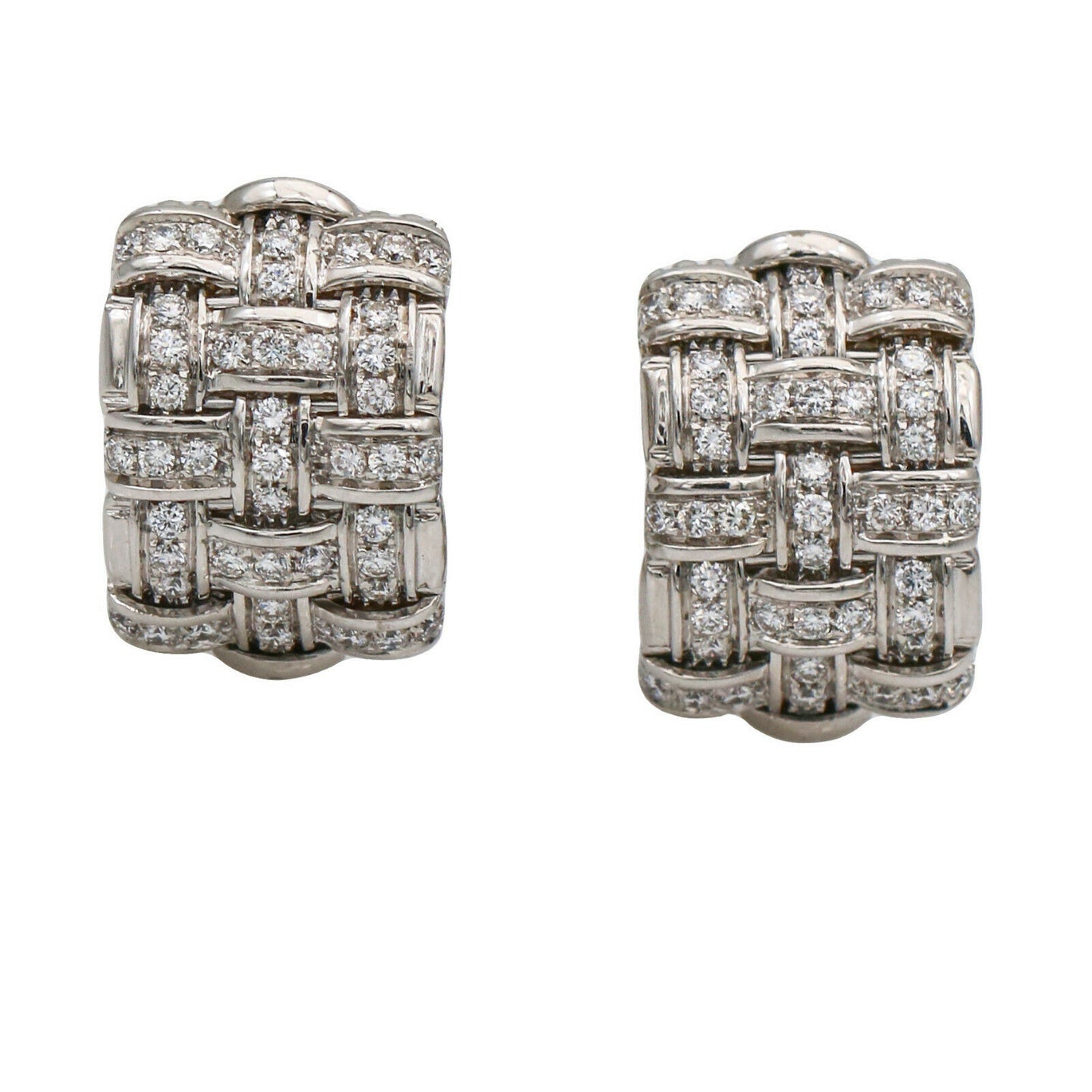 Roberto Coin Appassionata 3-Row Diamond Earrings in 18k White Gold