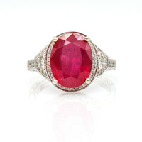 6.40 ct Ruby and Diamond Cocktail Ring in 14k White Gold