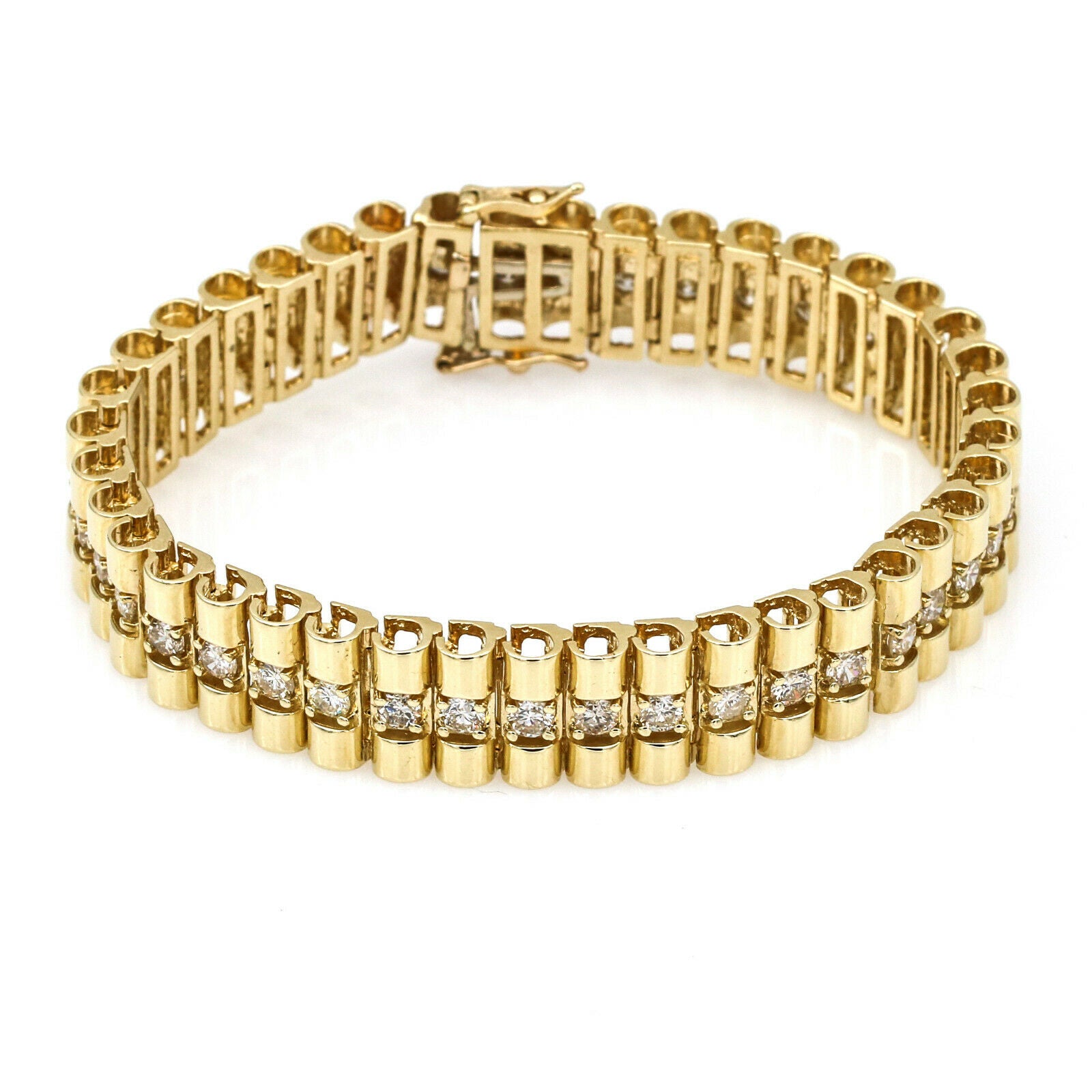 5.00 ct Diamond Presidential Style Link Bracelet in 14k Yellow Gold