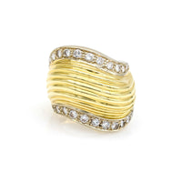 Diamond Wave Dome Wide Band Statement Ring in 18k Yellow Gold