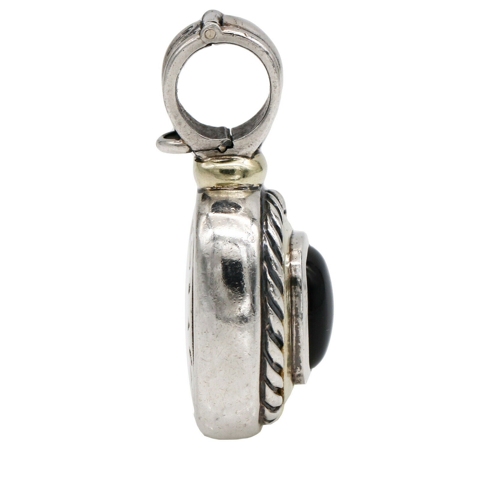 David Yurman Onyx Albion Enhancer Pendant Large in Sterling Silver 14k Gold