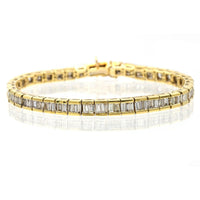 Channel Set Baguette Diamond Tennis Bracelet in 18k Yellow Gold