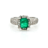 Emerald Engagement Ring with Diamonds in 18k White Gold ( 2.50 ct tw )