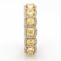 5.52 ct Fancy Yellow Diamond Eternity Band Anniversary Ring in 18k White Gold
