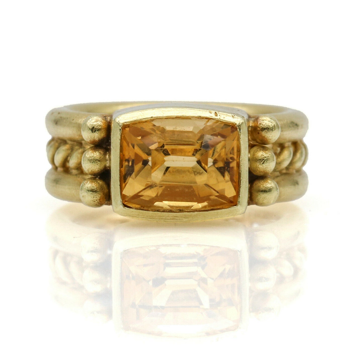 Doris Panos Citrine Retro Cable Ring in 18k Yellow Gold Size 6