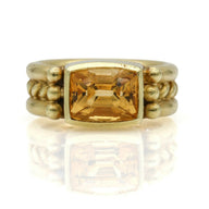 Doris Panos Citrine Retro Cable Ring in 18k Yellow Gold Size 6