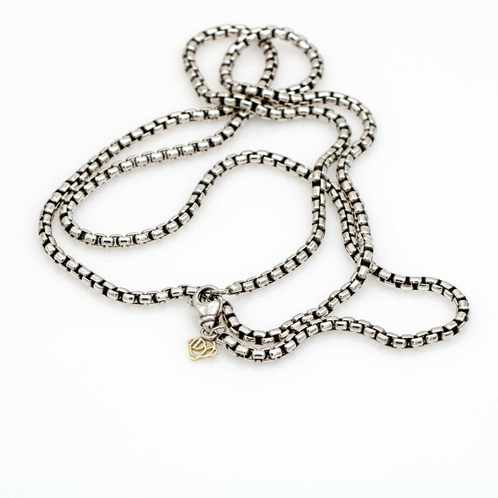 David Yurman Medium Box Chain Necklace with an Accent of 14K Gold, 3.6mm