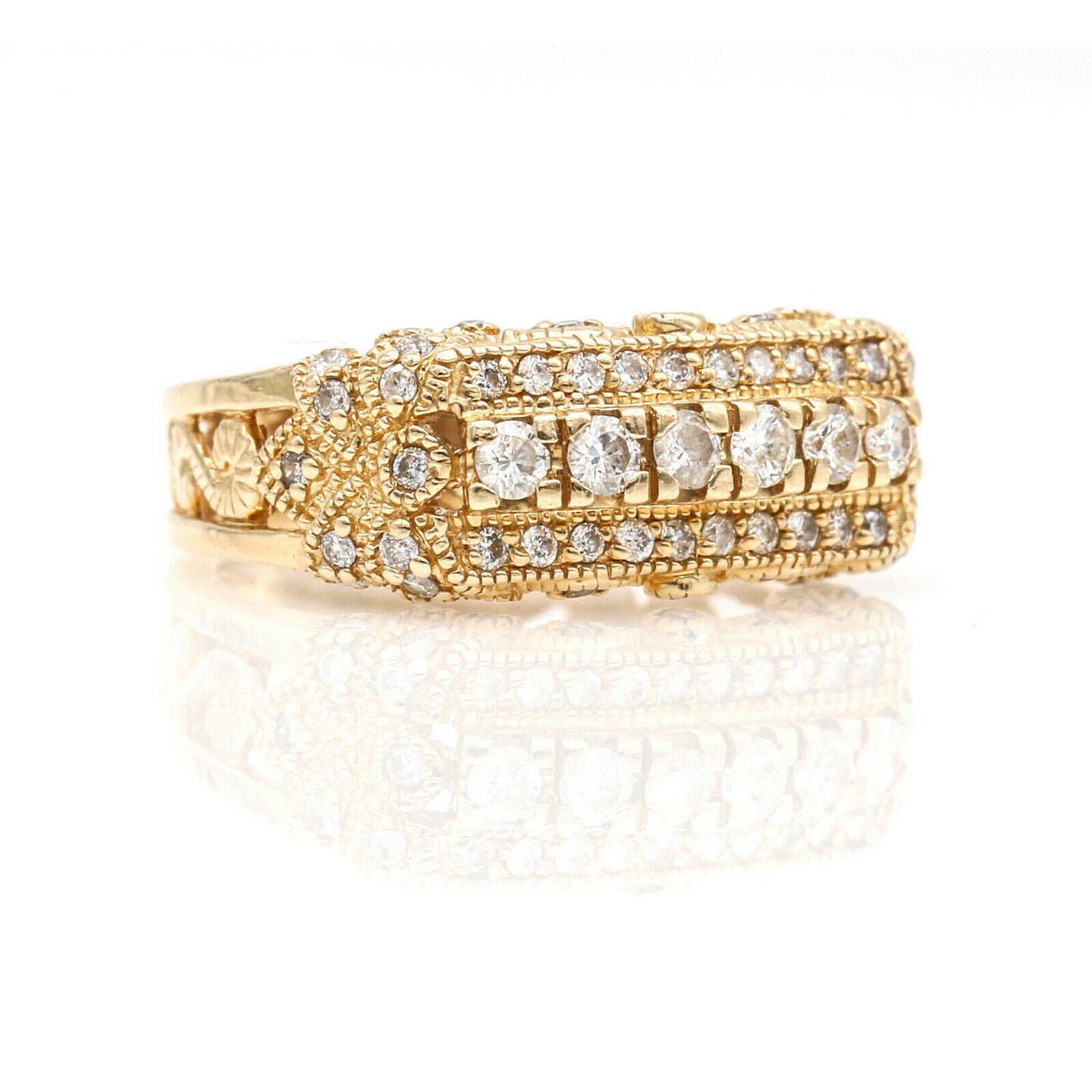 Diamond Cigar Band Ring in 14k Yellow Gold