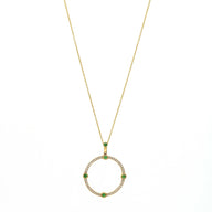 Irthly Cardinal Sans Series Diamond and Tsavorite Pendant in 14k Yellow Gold