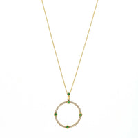 Irthly Cardinal Sans Series Diamond and Tsavorite Pendant in 14k Yellow Gold