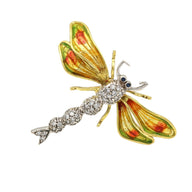 Dragonfly Brooch with Enamel and Diamonds in 18k Yellow White Gold