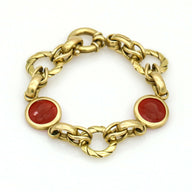 Carnelian Warrior Intaglio Link Bracelet in 14k Yellow Gold Signed JRG