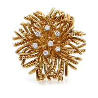 Tiffany & Co. Anemone Diamond Brooch Pin in 18k Yellow Gold