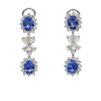 Ceylon Sapphire and Diamond Dangle Earrings in 18k White Gold