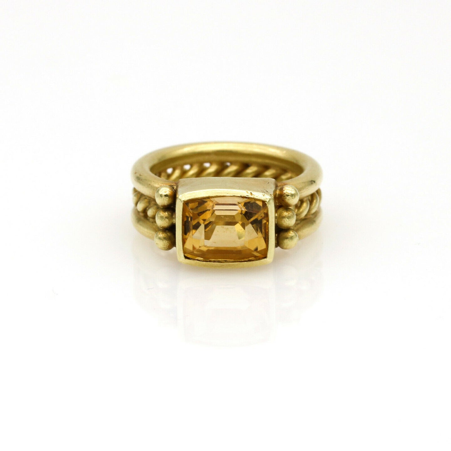 Doris Panos Citrine Retro Cable Ring in 18k Yellow Gold Size 6