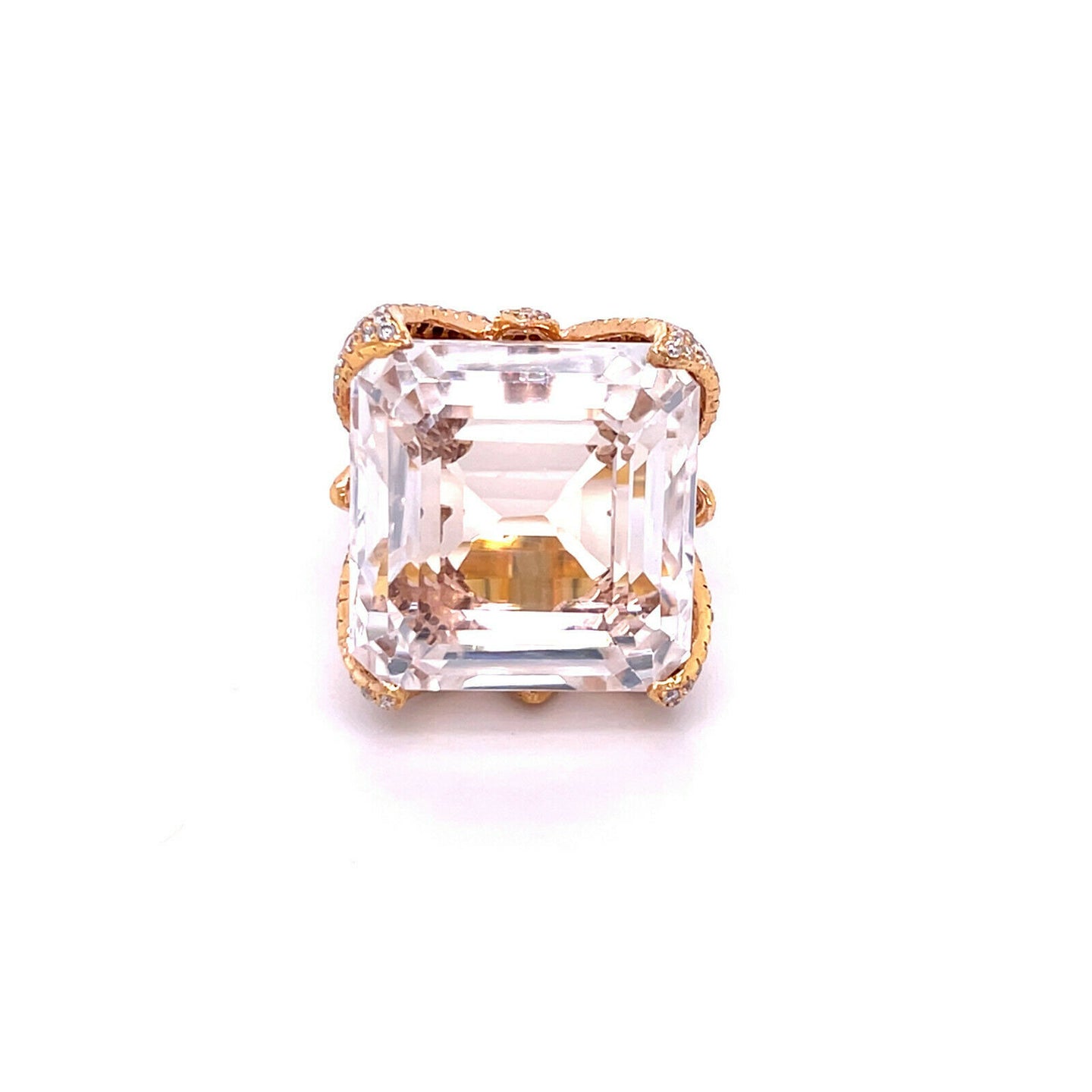 Women's Kunzite and Diamond Statement Ring in 18k Rose Gold