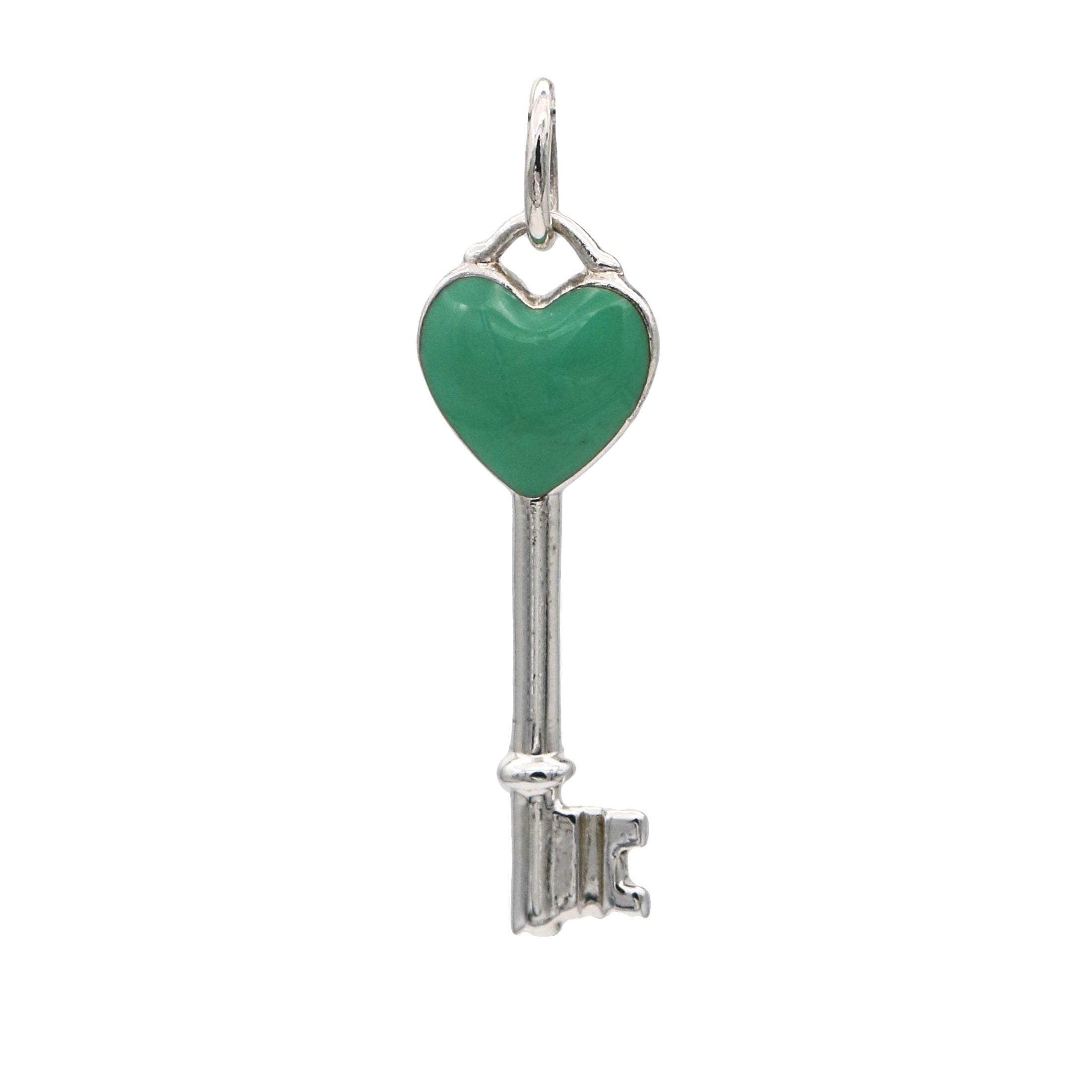 Tiffany Blue Enamel Heart Small Key in Sterling Silver