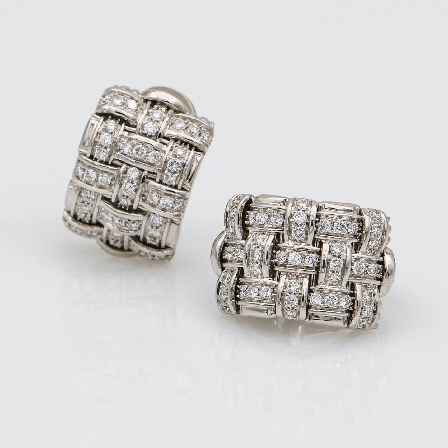 Roberto Coin Appassionata 3-Row Diamond Earrings in 18k White Gold