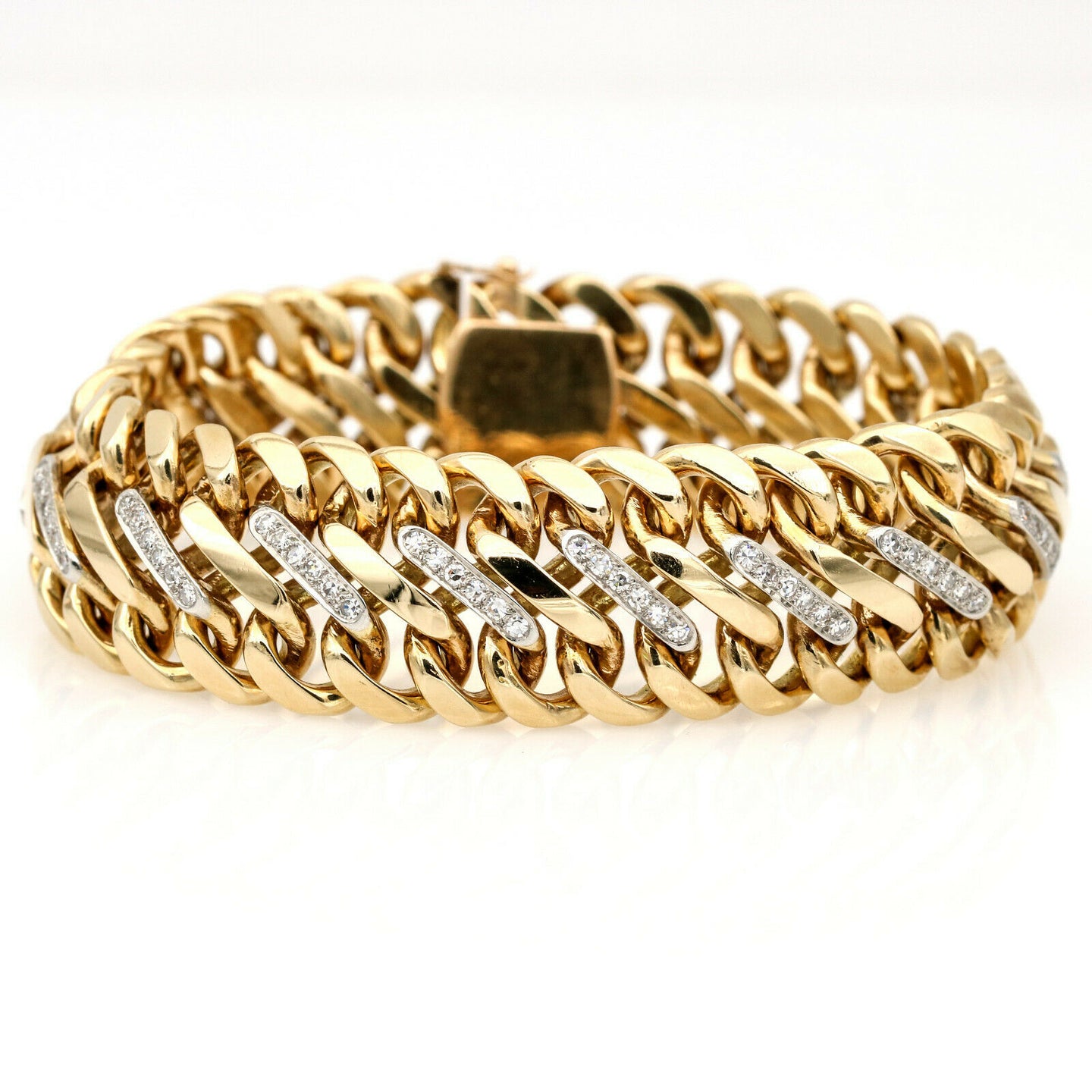 Women's S Woven Link Diamond Statement Bracelet in 14k Yellow Gold