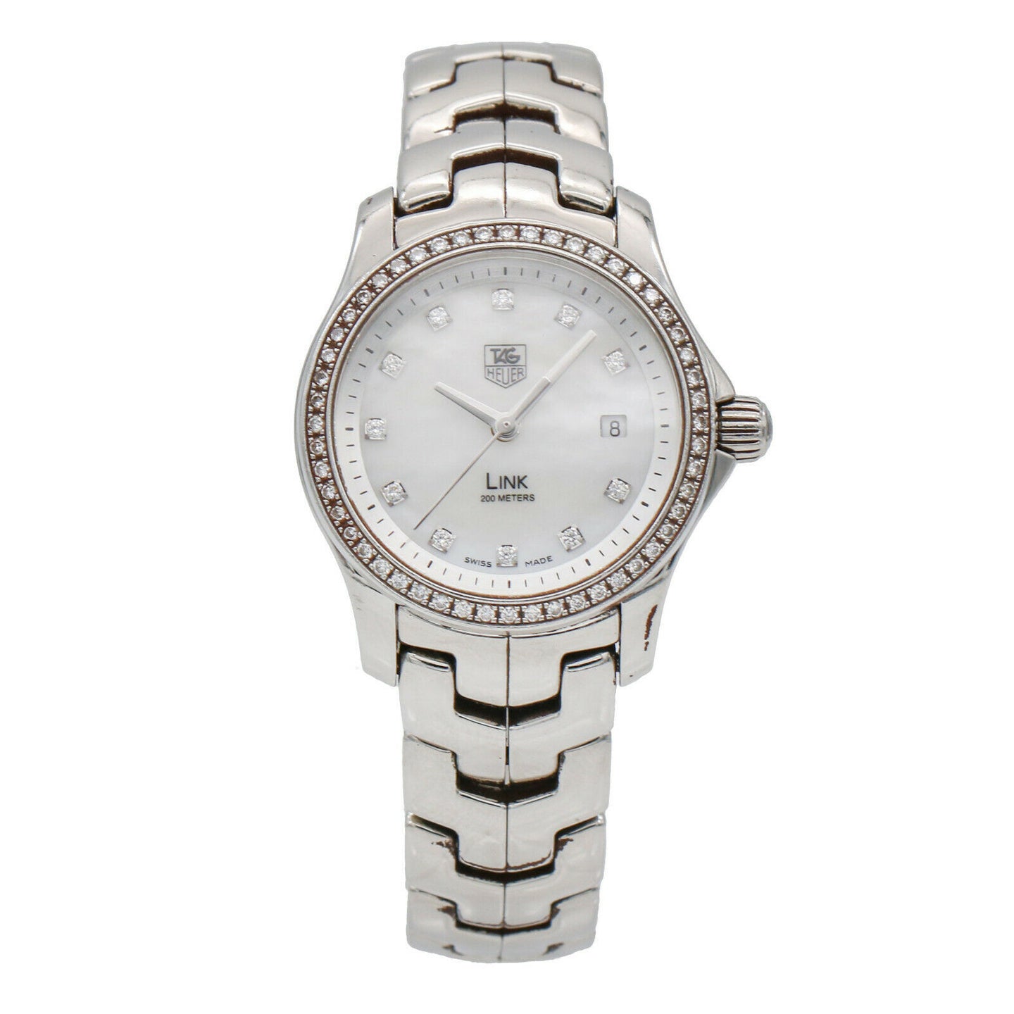 Tag Heuer Women's Link Watch in Stainless Steel with MOP Dial and Diamonds