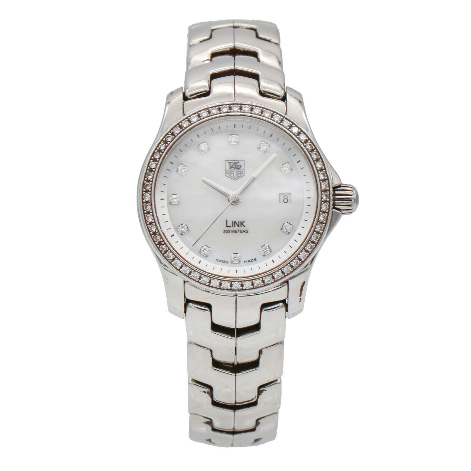 Tag Heuer Women's Link Watch in Stainless Steel with MOP Dial and Diamonds