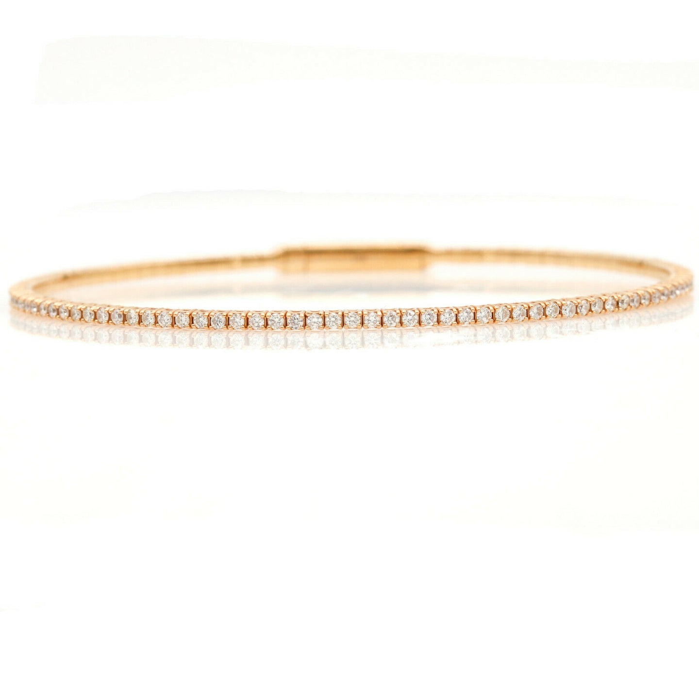 Women's Pave Diamond Flexible Bangle Bracelet in 18k Rose Gold 2.50 cttw