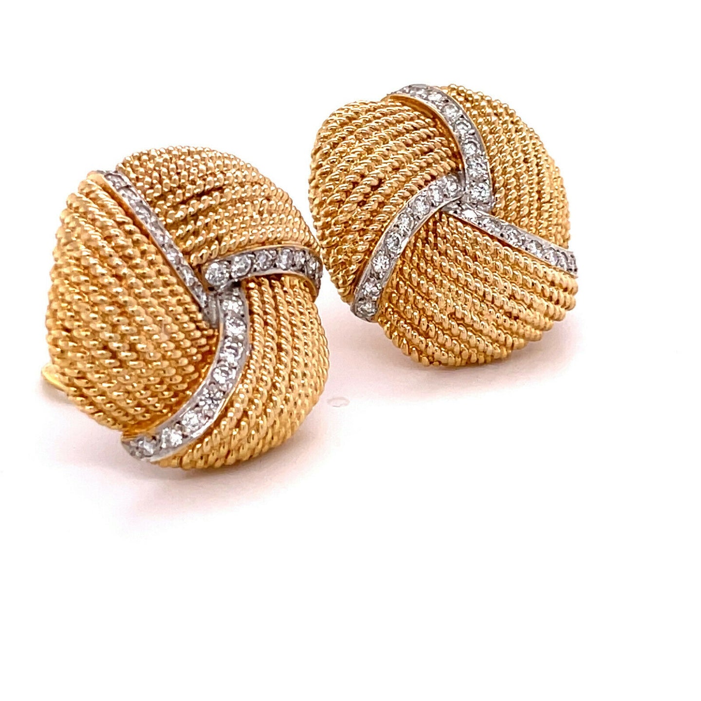 Women's Diamond Knot Rope Statement Earrings in 18k Yellow Gold