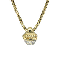 David Yurman Diamond Acorn Pendant Necklace in 18k Yellow Gold