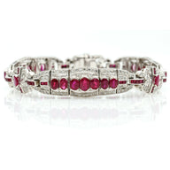 11.25 ct Ruby and Diamond Art Deco Style Bracelet in 18k White Gold
