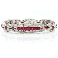 11.25 ct Ruby and Diamond Art Deco Style Bracelet in 18k White Gold