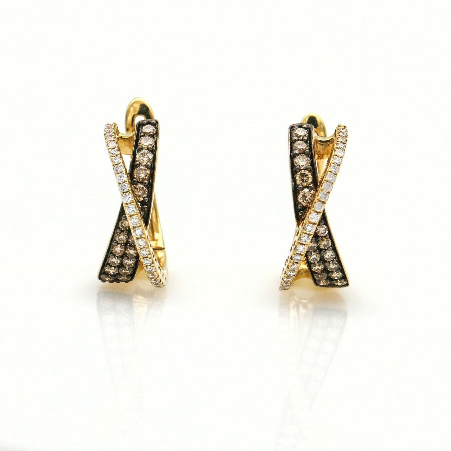 Le Vian Champagne Diamond Crossover Hoop Earrings in 14k Yellow Gold