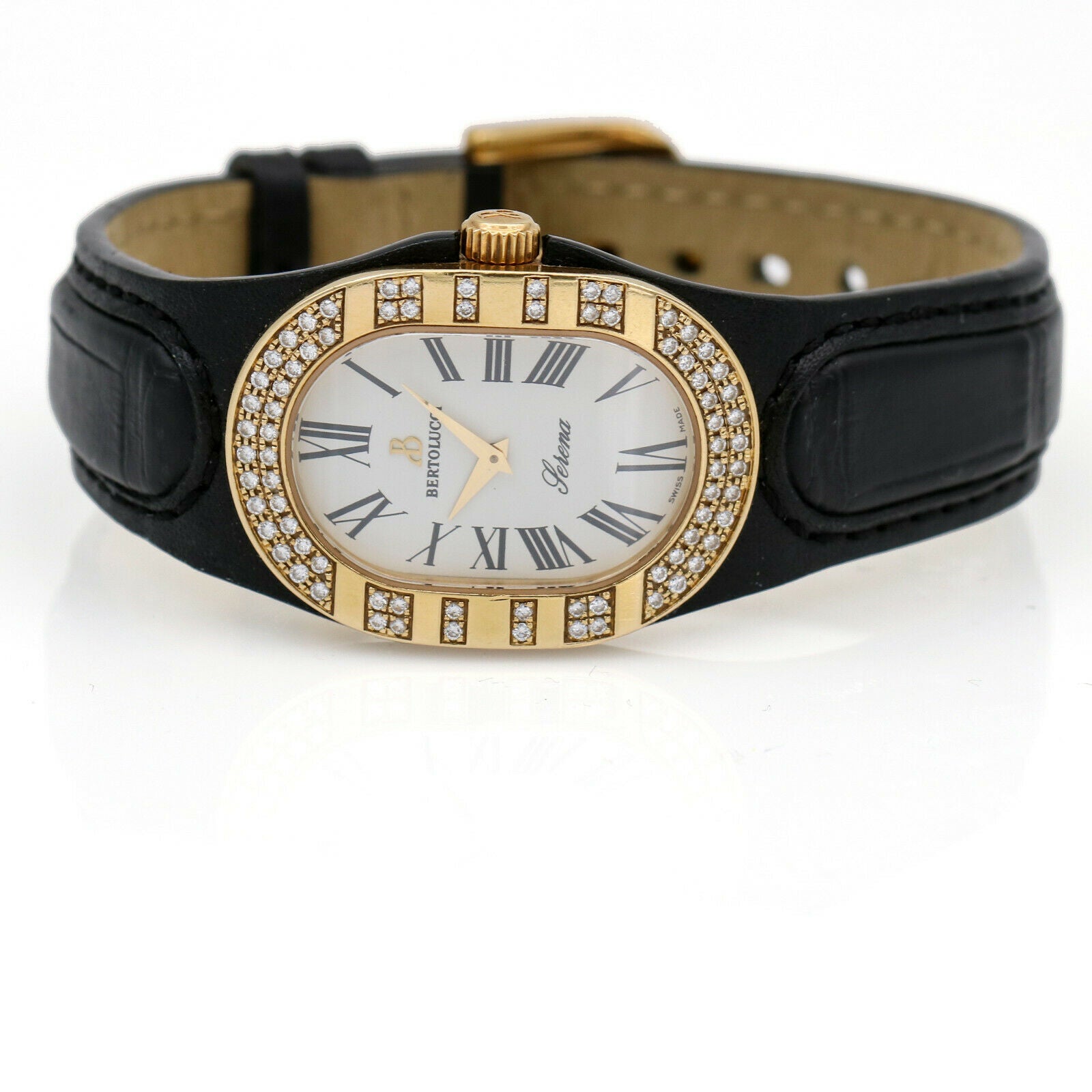 Bertolucci Serena 18k Yellow Gold Watch with Diamond Bezel With Box & Papers