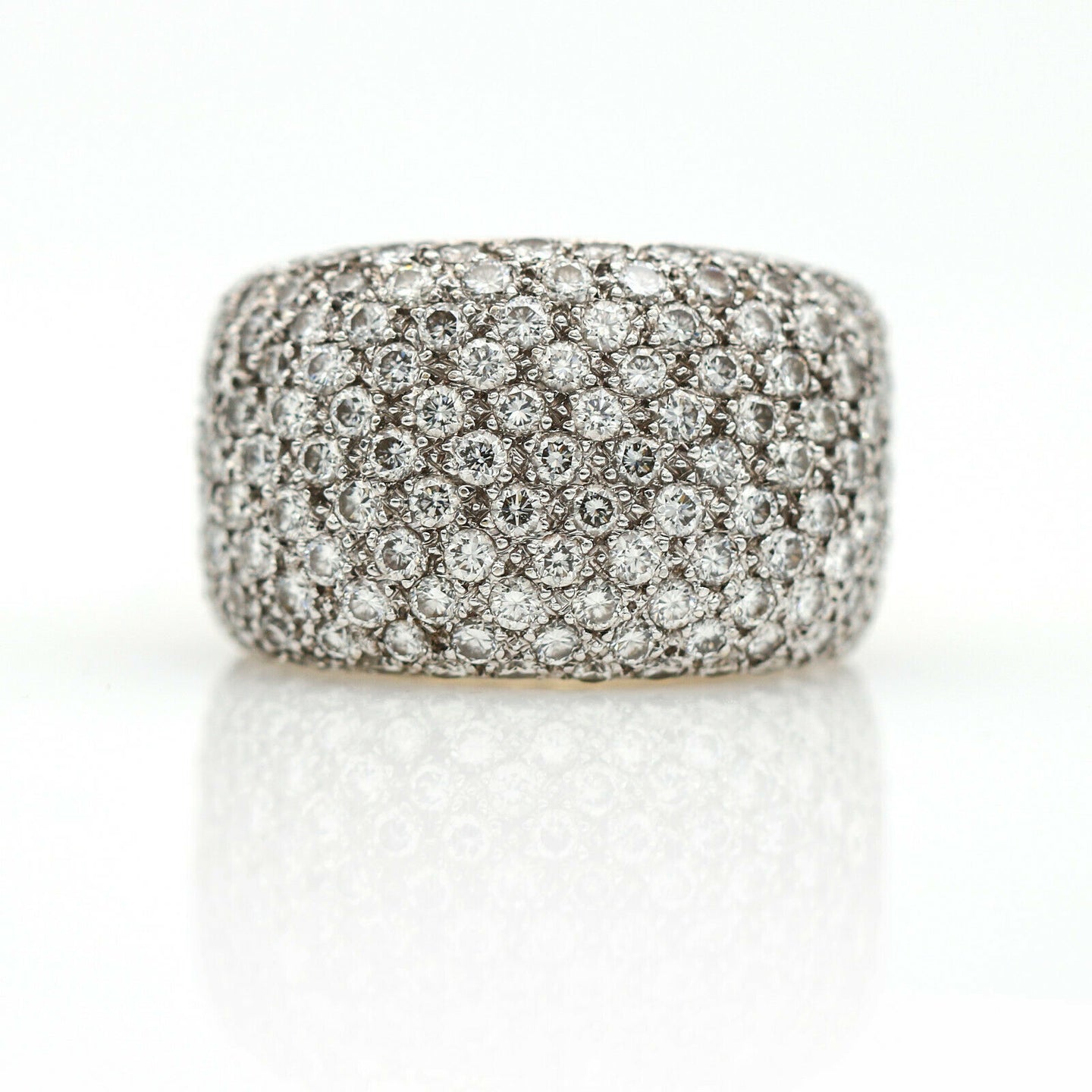Women's 5ct Pave Diamond Wide Band Statement Ring in 18k Yellow Gold
