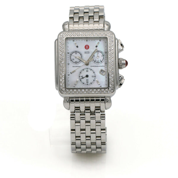 Michele Deco Mother of Pearl Dial Diamond Chronograph Watch 71