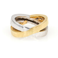 Women's Diamond Crossover Ring in 14k White and Yellow Gold