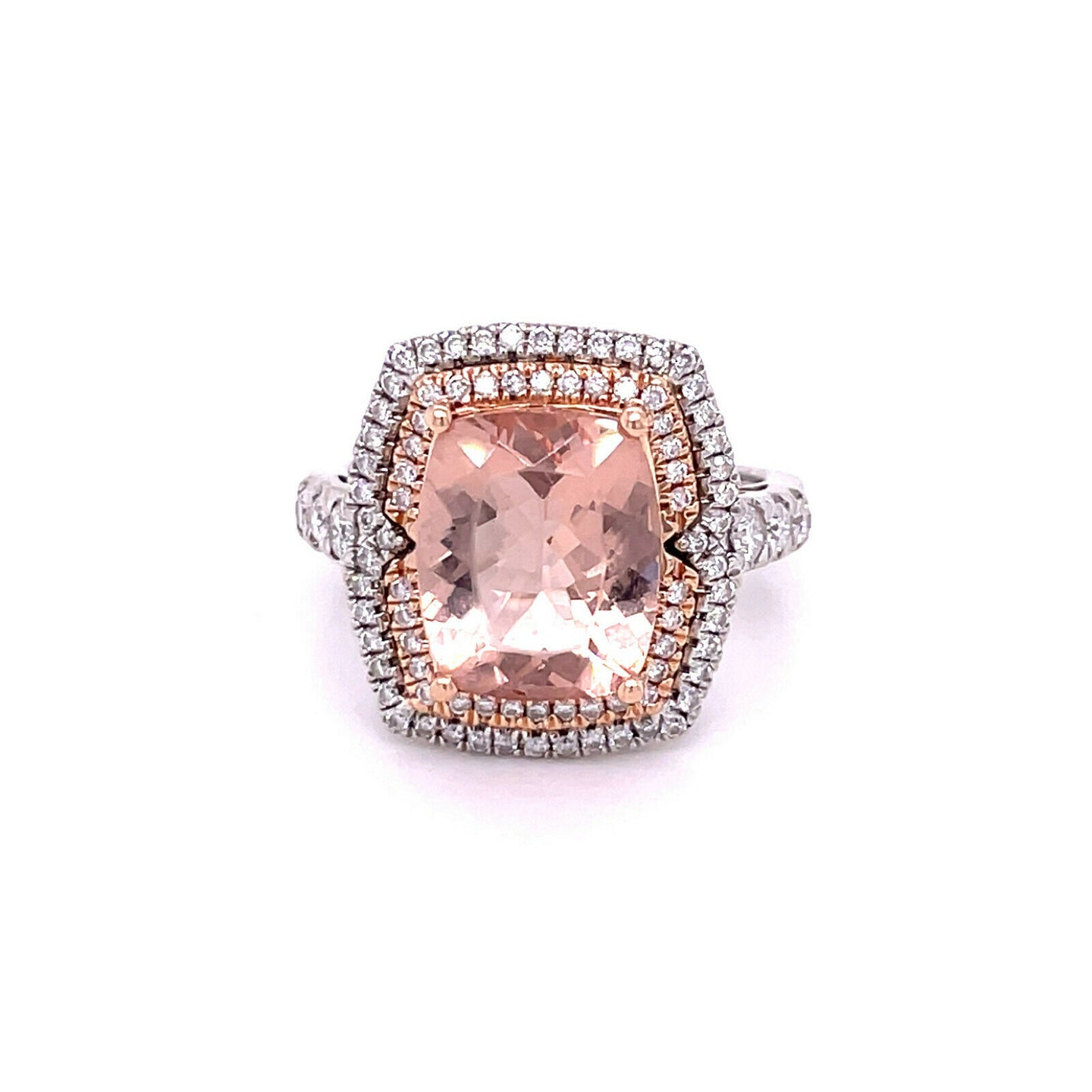 Women's Morganite and Diamond Cocktail Ring in 14k Rose and White Gold