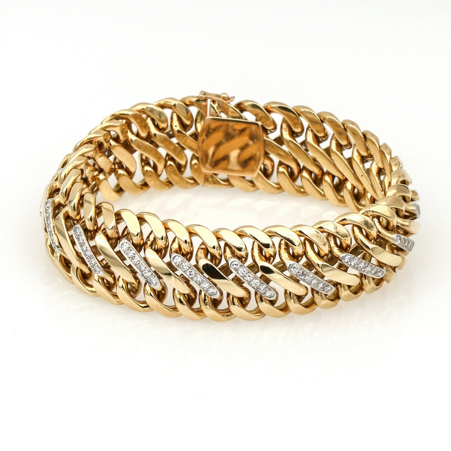 Women's S Woven Link Diamond Statement Bracelet in 14k Yellow Gold