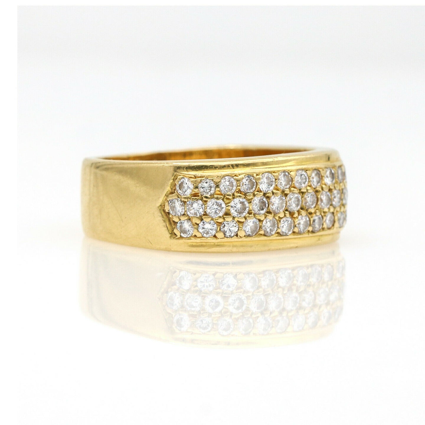 Hammerman Brothers Pave Diamond Cushion Cuff Band Ring in 18k Yellow Gold
