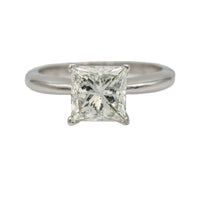 EGL Certified 2.03 ct Princess Diamond Solitaire Engagement Ring 18k White Gold