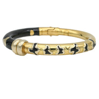 SOHO Leopard Bangle Bracelet with Black Enamel in 18k Yellow Gold