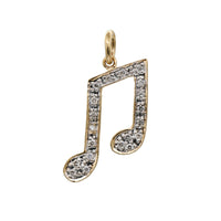 Musical Note Pave Diamond Charm Pendant in 14k Yellow Gold