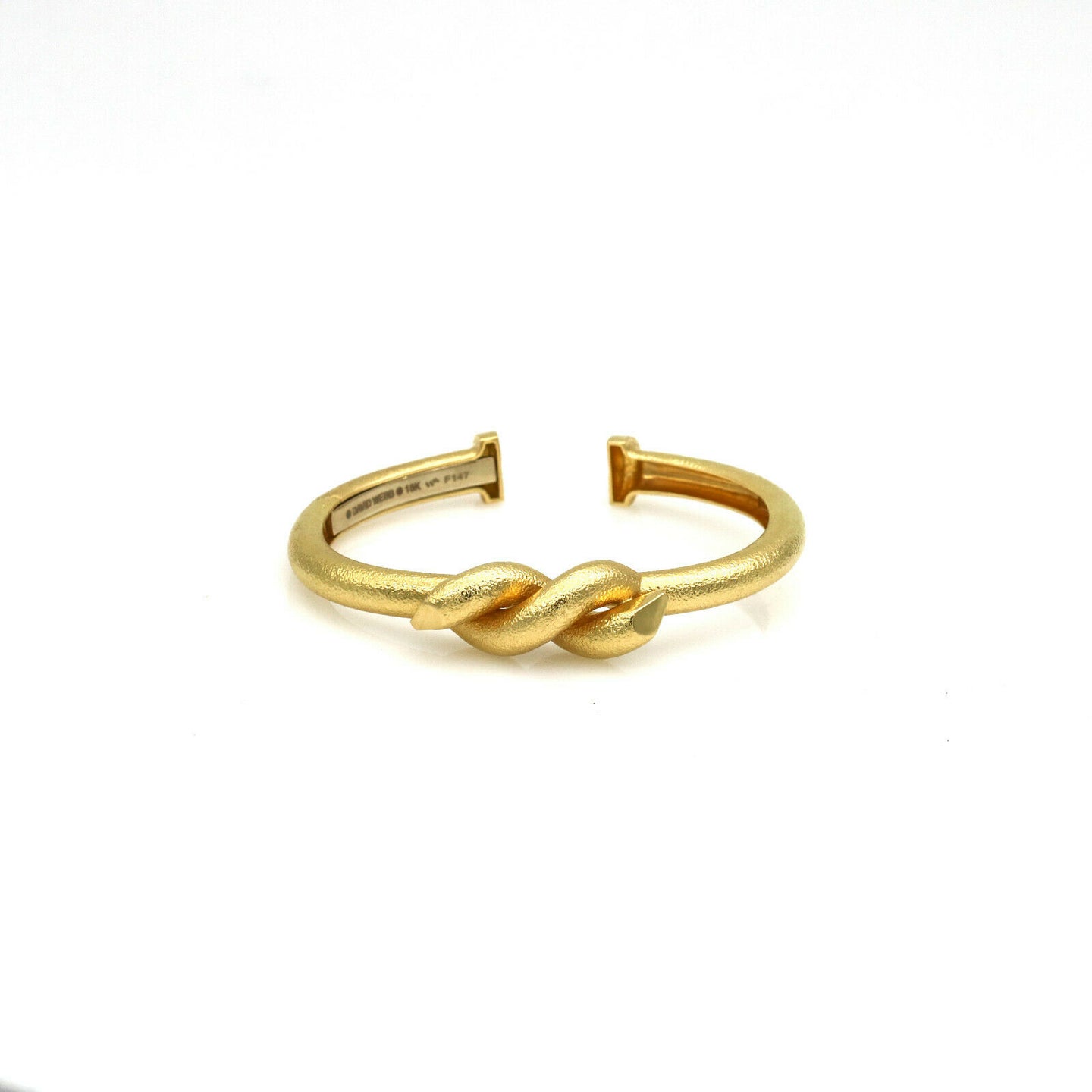 David Webb Hammered Twisted Nail Bangle Bracelet in 18k Yellow Gold