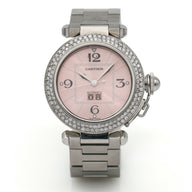 Pasha de Cartier Custom Diamond Bezel Pink Dial Watch W31075M7