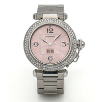 Pasha de Cartier Custom Diamond Bezel Pink Dial Watch W31075M7